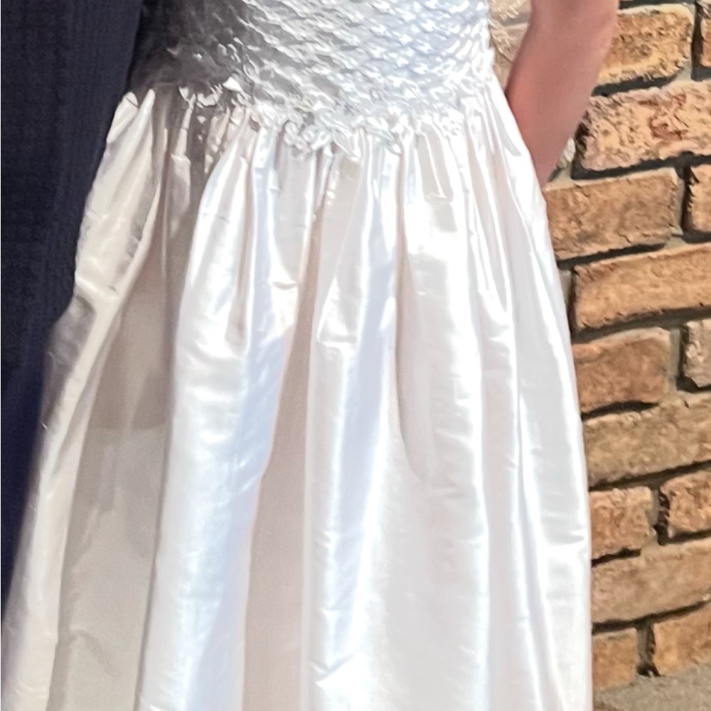 Elegant White Satin Dress